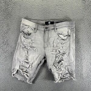 Jordan Craig Shorts Mens 34 Gray Cotton Denim Bermuda Distressed Summer Stretch